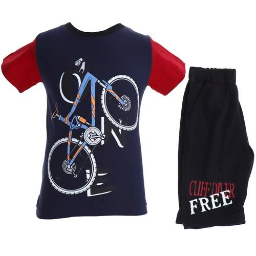 Piti 603 Erkek Çocuk Bisiklet Bas.Koyu Renk Kısa kol Şortlu Takım 3-6 Yaş