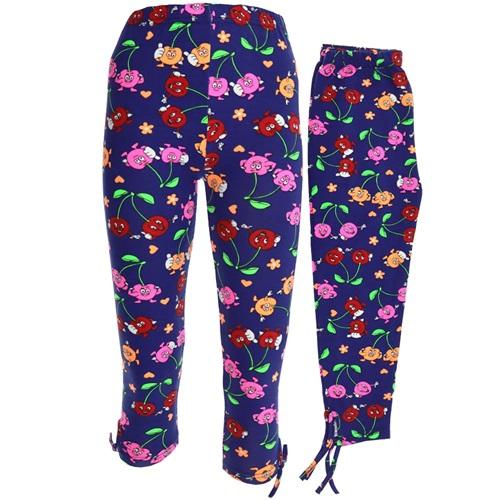 Bağcı M1083 Kız Çocuk Likralı Desenli Paça Bağcıklı Kısa Tayt 9-12 Yaş