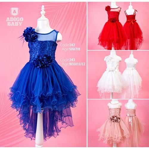 Mertoğlu 242 Kız Çocuk Dantelli Kuyruklu Abiye 5-8 Yaş