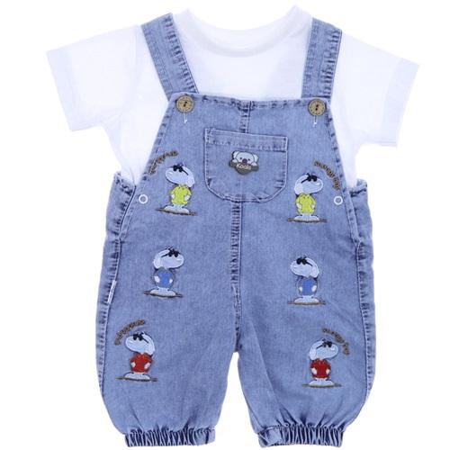 My Koala 0321 Erkek Bebe Koala Snoopy Nakışlı Salopet Takım 12-18-24 Ay