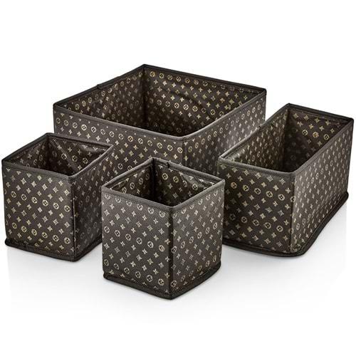 Yuvalin Çok Amaçlı Desenli 4 lü Set Kutu 30x29x14 Cm