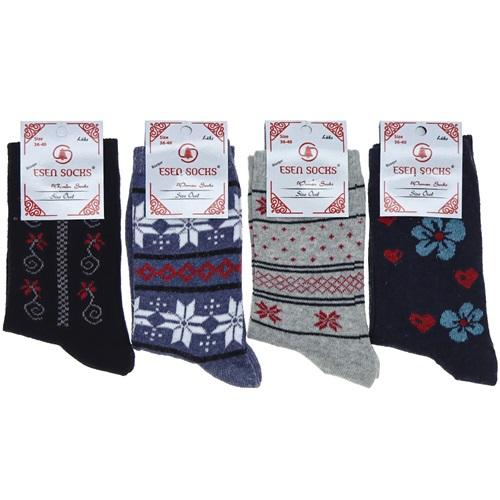 Esen Socks Bayan Bilgisayarlı Likralı Soket Çorap