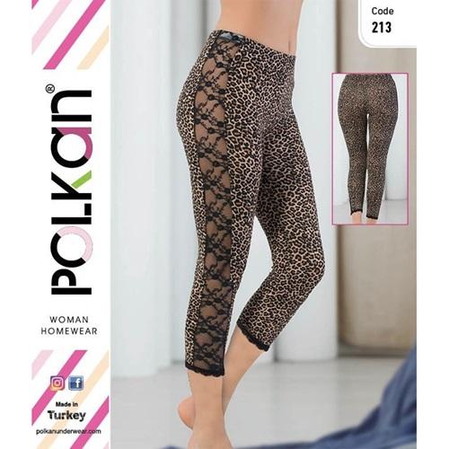 Polkan 213 Bayan Leopar Yanı Tüm Dantelli Tayt
