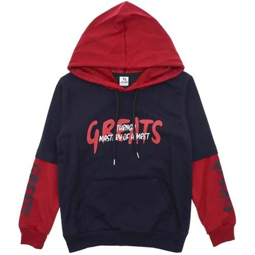 Jojo 4012 Erkek Çocuk Greats Baskılı Garson Kapşonlu Sweatshirt 9-12 Yaş