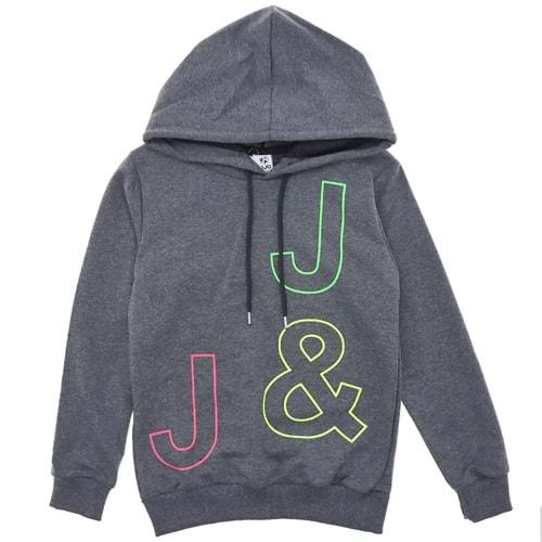 Jojo 4007 Kız Çocuk J&J Baskılı Garson Kapşonlu Sweatshirt 9-12 Yaş