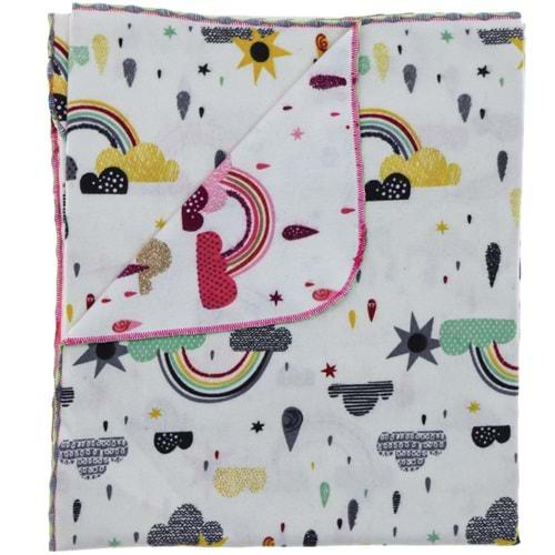 Bidilish 80 Bebe Lüks Gökkuşağı Desenli Pazen Kundak 0-1 Yaş