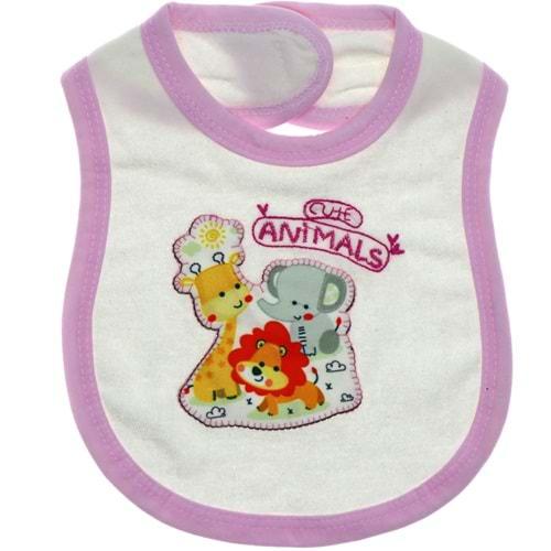 Bidilish 067 Bebe Animals Nakışlı Mama Önlüğü 0-1 Yaş