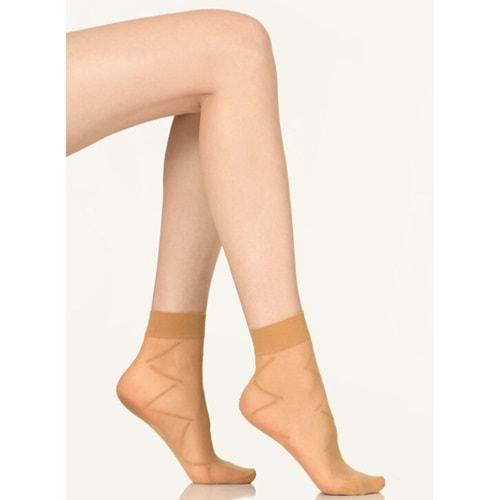 Rossey Bayan Fit 15 Den Parlak İnce Desenli Soket Çorap