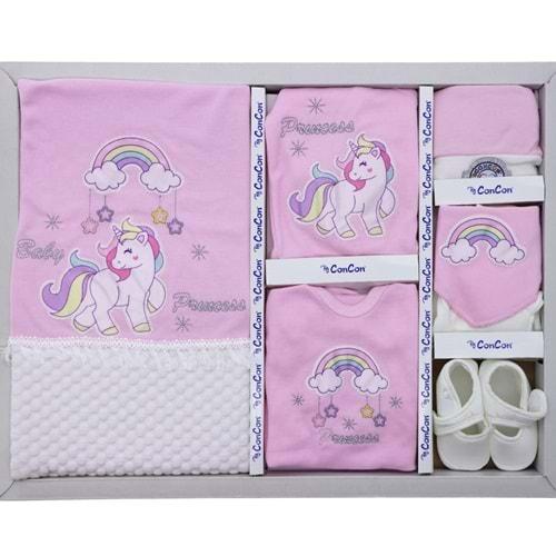 CC-10017 Unicorn Baskılı 10 Parça Lüx Zıbın Set 0-3 Ay