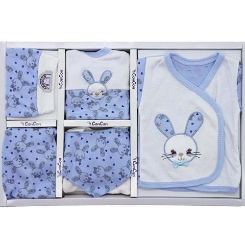 CC-816 Oynar Gözlü Tavşanlı 8 Parça Lüx Zıbın Set 0-3 Ay