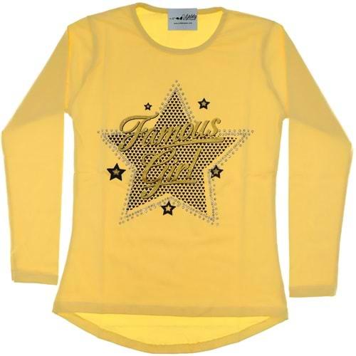 0303-Yıldız Taş Baskılı Kız Sweatshirt*5-8 Yaş