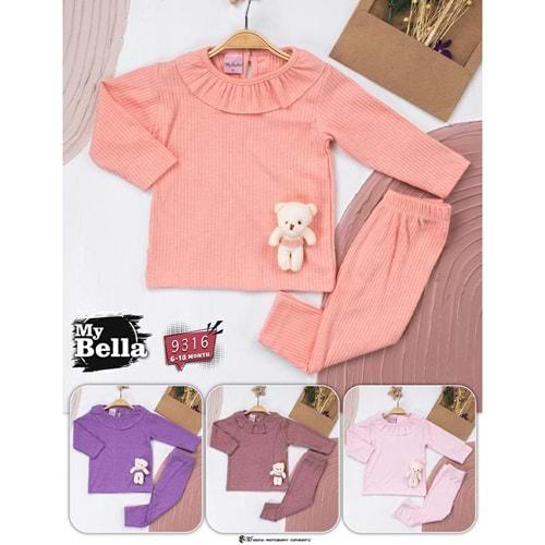 My Bella 9316 Kız Bebe Fitilli Peluş Aksesuarlı Takım 6-18 Ay