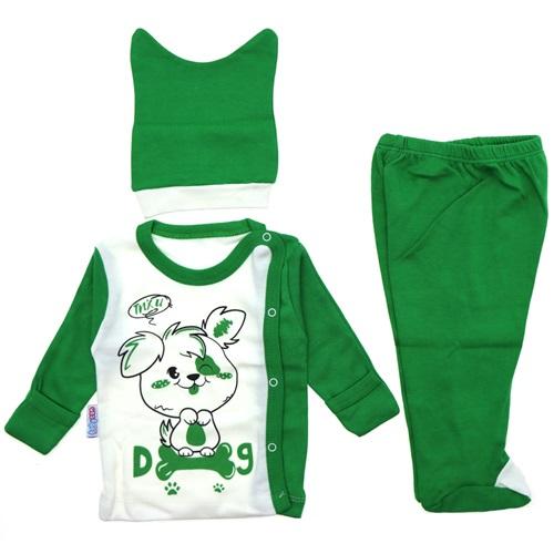 Baby Can 9229 Bebe Sevimli Köpek Bas. Bereli 3 Parça Zıbın Takım 0-3 Ay