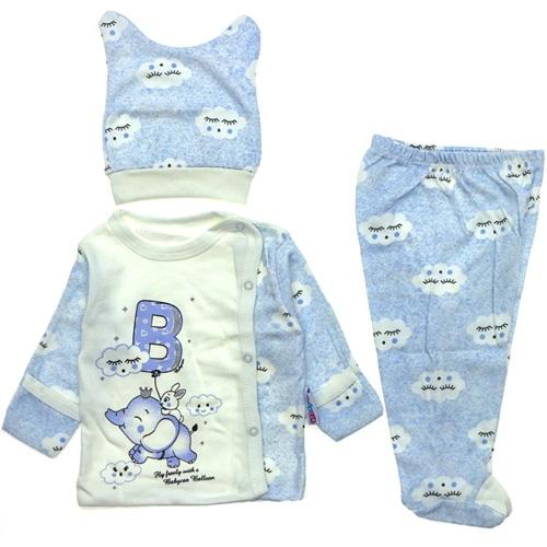 Baby Can 9267 Bebe Bulut Fil Bas. Bereli 3 Parça Zıbın Takım 0-3 Ay