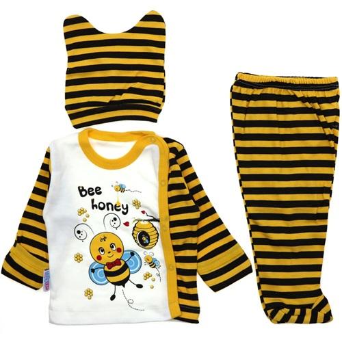 Baby Can 9157 Bebe Arı Bas. Bereli 3 Parça Zıbın Takım 0-3 Ay