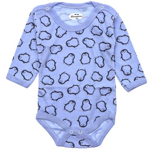 Loveminixx 1064 Çocuk Penguen Baskılı Uzun Kol Çıtçıtlı Badi 2-3-4 Yaş