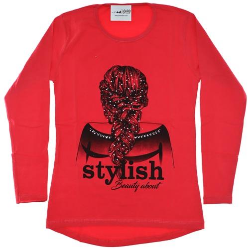 0174-Arkası Dönük Taş Baskılı Kız Sweatshirt*5-8 Yaş