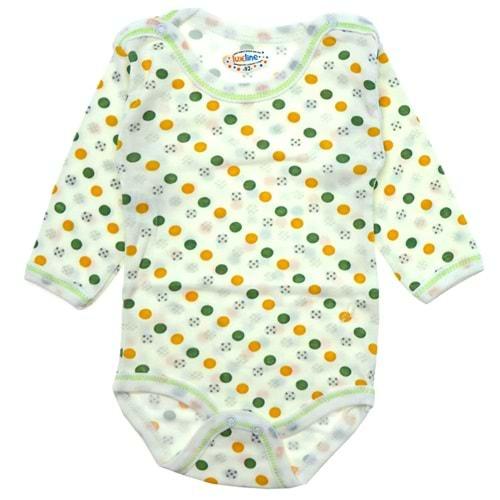 Luxeline Bebe Empirme Puantiyeli Baskılı Uzun Kol Çıtçıtlı Badi 0-3-6 Ay