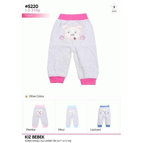 Kardelya 5220 Kabartma Nakış Patiksiz Gri Zemin Bebe Tek Alt 1-3 Yaş