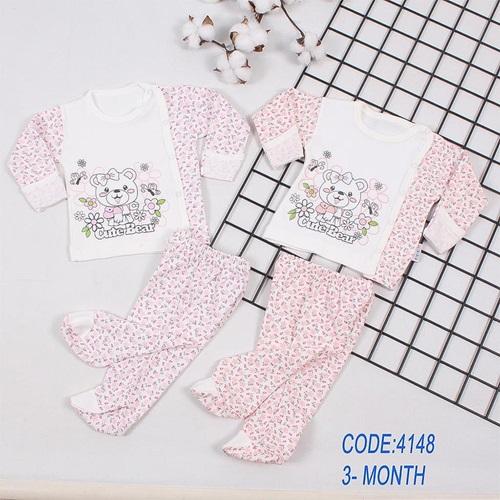 Kardelya 4148 Bebe Cute Bear Baskılı 2 li Pijama Takım 0-3 Ay