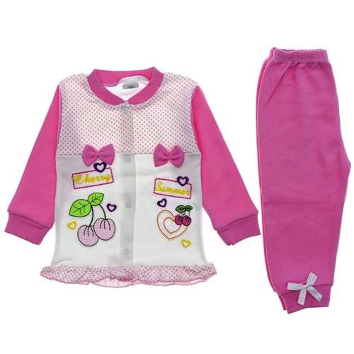 Çikita 299 Kız Çocuk Penye Kirazlı Fiyonklu Takım 1-Yaş