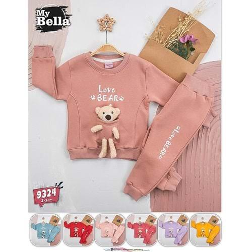 Mb 9324 Kız Çocuk Love Bear Bas.Peluş Aksesuarlı 3 İp Takım 2-5 Yaş