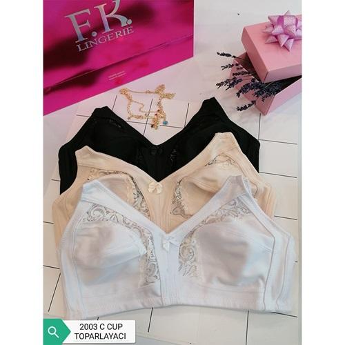 F.K 2003 Bayan Dantel Detaylı Balensiz Toparlayıcı Sütyen 85-105