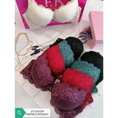 F.K 2112 Bayan Dantelli Dolgulu C Cup Balenli Sütyen 75-85
