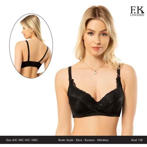 F.K 728 Bayan Dantel Detaylı Desteksiz C Cup Sütyen 85-100