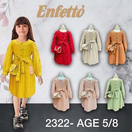Enfetto 2332 Kız Çocuk Pliseli Çanta Aks Elbise 5-8 Yaş
