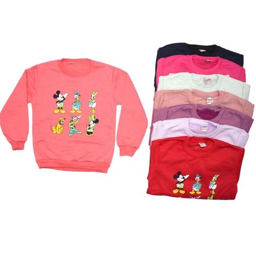 Azranur 2170 Kız Çocuk 2 İplik Şardonlu Çizgi Karakter Bas Sweat 3-10 Yaş