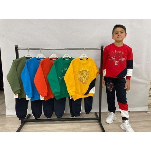 Minikçe 4009 Erkek Çocuk 3 İp Tiger Kaplan Bas Sıfır yaka Takım 3-6 Yaş