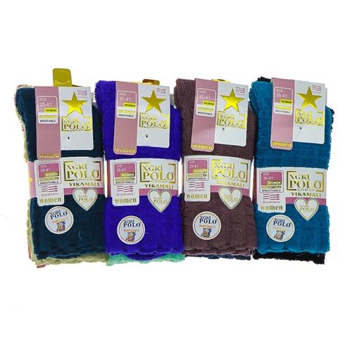 X Gri Polo B-E-14 Bayan Parfümlü Ters Havlu Soket Çorap