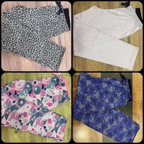 Kota 4098 Bayan Likralı Desenli Yüksek Bel Pijama Alt M-XXL