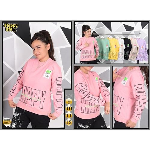 Happy 3069 Armalı İkiiplik Şardonlu Kız Çocuk Sweat 9-12 Yaş