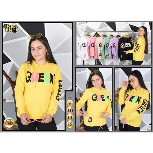 Happy 3068 Gueen Armalı İkiiplik Şardonlu Kız Çocuk Sweat 9-12 Yaş