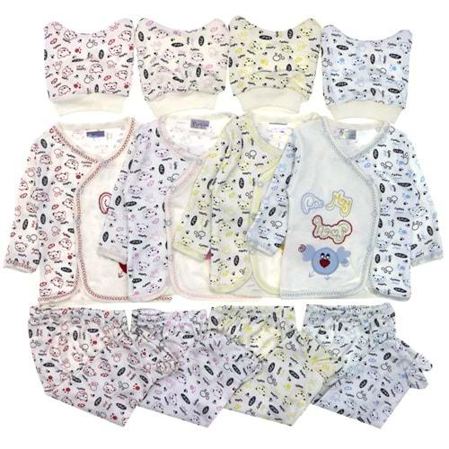 Furkan Baby Kuş Nakışlı 3 Parça Bebe Zıbın Takım 0-1 Ay