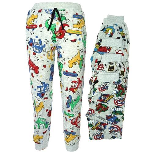 Kidix Erkek Çocuk Karakter Baskılı Penye Şardonlu Eşofman Alt 1-10 Yaş - Gri