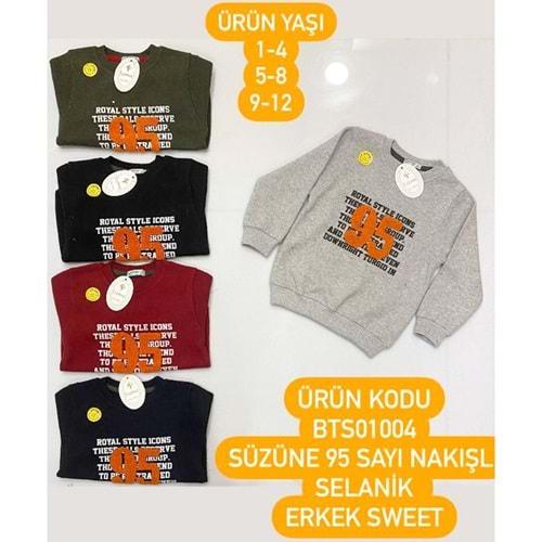 BTS01004 Erkek Çocuk Süzine 95 Sayı Nakışlı Selanik Sweat 9-12 Yaş