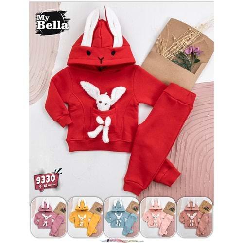 Mb 9330 Çocuk 3 İp Kapuşonlu Tavşan Peluş Oyuncaklı Takım 6-24 Ay