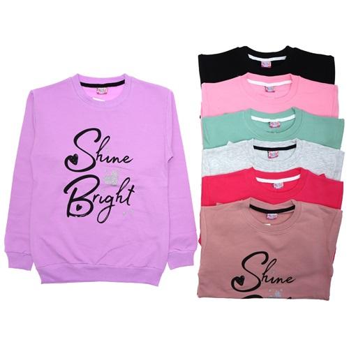 Almila Kız Çocuk Arka Ön Shine Bas 2 İp Şardonlu Sweat 13-16 Yaş