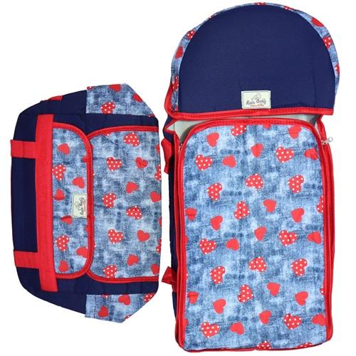 Rain Baby Yeni Kalp Desenli 2 li Lüx Bebe Taşıma Ve Malzeme Çantası