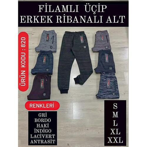 Keskin 820 Erkek 3 İP Katex Bas Filamlı Rib Eşofman Alt S-XXL