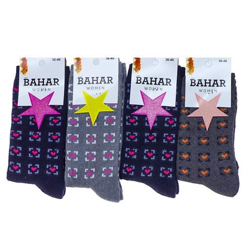 Bahar Bayan Likralı Desenli Havlu Soket Çorap