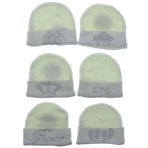 Minilori Baby 209 Bebe Taş Baskılı Welsof Lüks Şapka 0-1 Yaş