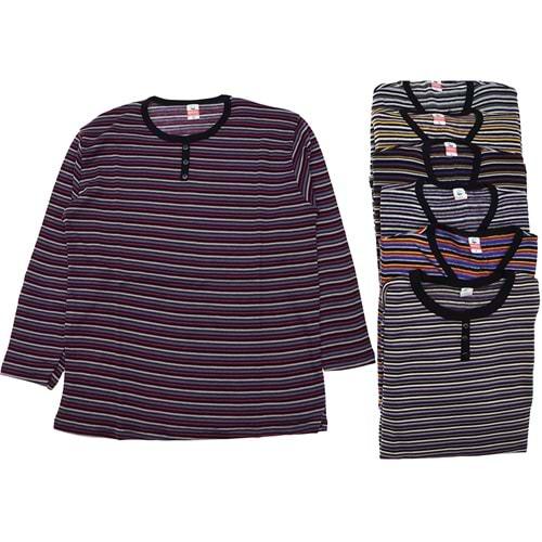 Denizol Bayan İnce Çizgili 3 Düğmeli Bisiklet Yaka Şardonlu Anne Badisi L-3 XL