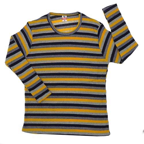 Denizol Bayan Kalın Çizgili Raporlu Bisiklet Yaka Şardonlu Anne Badisi M-2XL