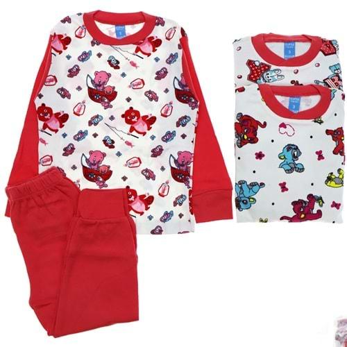 Gupse Kız Çocuk Desenli Penye Pijama Takımı 1-3 Yaş