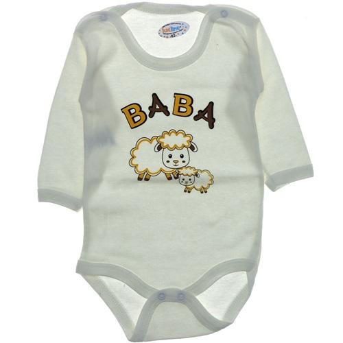 Lüxeline 4017 Çocuk Baba Baskılı Uzun Kol Çıtçıtlı Badi 2-3-4 Yaş