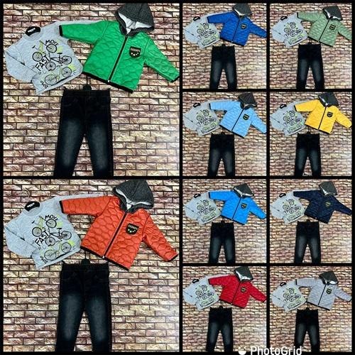 Çalış-Kon 1020 Erkek Çocuk Kap Mont Kot 3 Lü Takım 1-3 Yaş